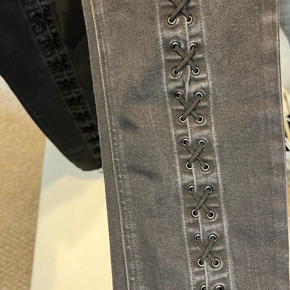 Express Black Ankle Legging High Rise Lace Up Leg Stretch Women's Size 12R - Picture 6 of 9